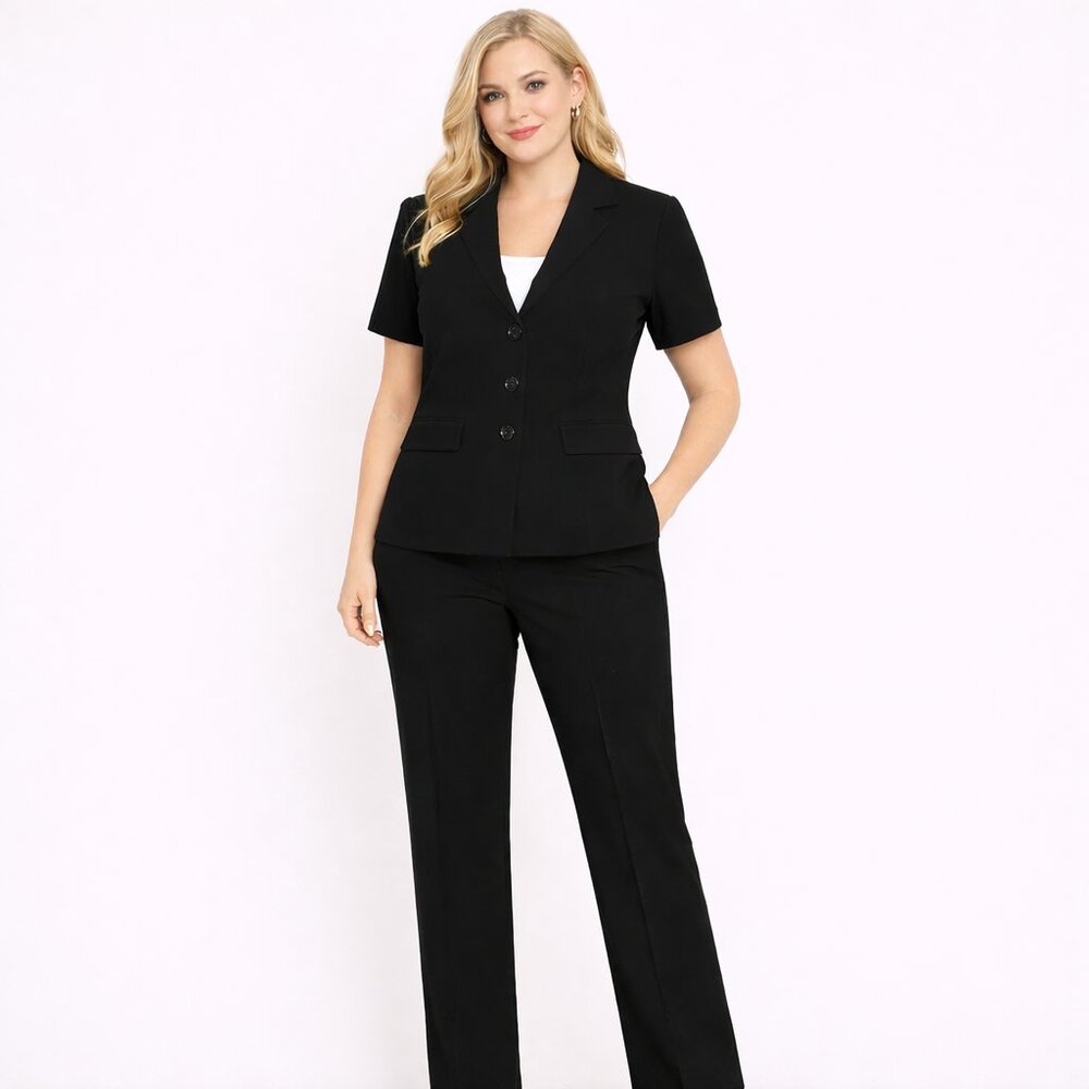 Le Suit Separates Black Pant Suit 6P 8P